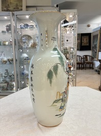 A pair of Chinese famille rose 'Wen Wang Fang Xian 文王訪賢' vases, signed Song Lin Ge 松林閣, 19/20th C.