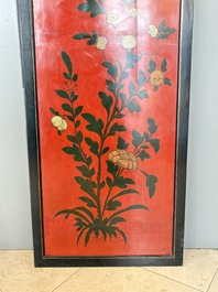 A Chinese Coromandel lacquered four-panel folding screen with mountainous landscapes, 17/18th C.