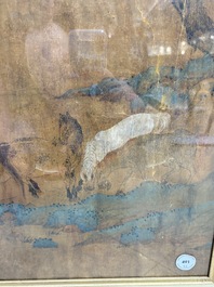 Chinese school: 'Horses', ink and colour on silk, 19th C.
