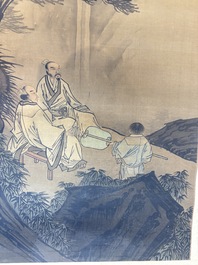 In the manner of Li Gonglin 李公麟 (1049-1106): 'Sages and servant under the tree', ink and colour on silk