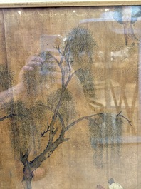 Chinese school: 'Horses', ink and colour on silk, 19th C.