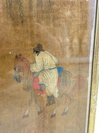 Chinese school: 'Horses', ink and colour on silk, 19th C.