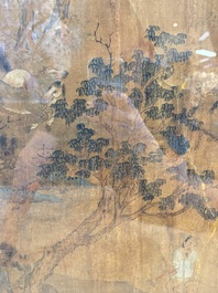 Chinese school: 'Horses', ink and colour on silk, 19th C.