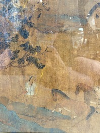 Chinese school: 'Horses', ink and colour on silk, 19th C.