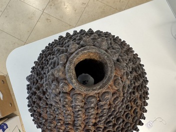 A large Thai bronze Buddha head, Sukhothai period, 15th C.