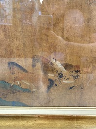 Chinese school: 'Horses', ink and colour on silk, 19th C.