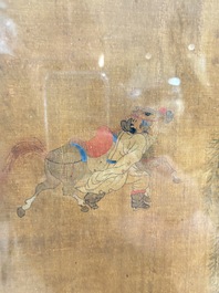 Chinese school: 'Horses', ink and colour on silk, 19th C.