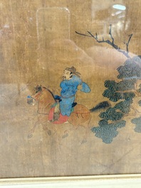 Chinese school: 'Horses', ink and colour on silk, 19th C.