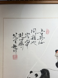 Fan Zeng 范曾 (1938): 'Panda and Boy', ink and colour on paper