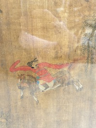 Chinese school: 'Horses', ink and colour on silk, 19th C.