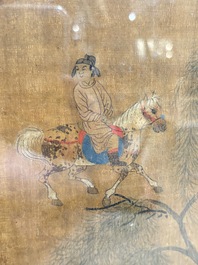 Chinese school: 'Horses', ink and colour on silk, 19th C.