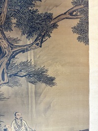 In the manner of Li Gonglin 李公麟 (1049-1106): 'Sages and servant under the tree', ink and colour on silk