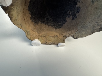 A large Thai bronze Buddha head, Sukhothai period, 15th C.