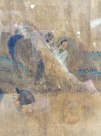 Chinese school: 'Horses', ink and colour on silk, 19th C.