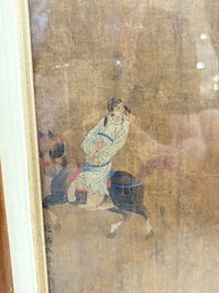 Chinese school: 'Horses', ink and colour on silk, 19th C.