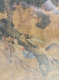 Chinese school: 'Horses', ink and colour on silk, 19th C.