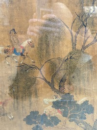 Chinese school: 'Horses', ink and colour on silk, 19th C.