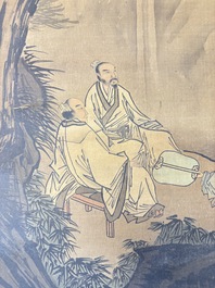 In the manner of Li Gonglin 李公麟 (1049-1106): 'Sages and servant under the tree', ink and colour on silk