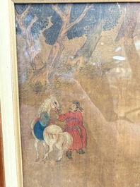 Chinese school: 'Horses', ink and colour on silk, 19th C.