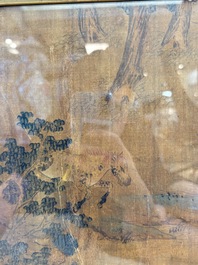 Chinese school: 'Horses', ink and colour on silk, 19th C.