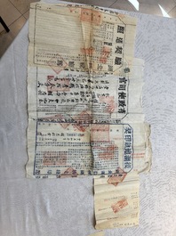 A large collection of 14 Chinese title deeds, 11 share applications, and a land law manual, 19/20th C.