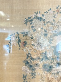 Four Chinese school paintings: &lsquo;Zhou Dunyi 周敦頤&rsquo;, &lsquo;Magu&rsquo;, and &lsquo;Ladies in a Garden&rsquo;, ink and colour on silk, 19/20th C.