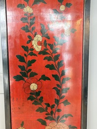 A Chinese Coromandel lacquered four-panel folding screen with mountainous landscapes, 17/18th C.