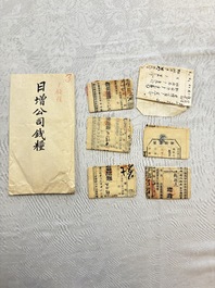 A large collection of 14 Chinese title deeds, 11 share applications, and a land law manual, 19/20th C.