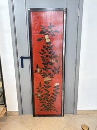 A Chinese Coromandel lacquered four-panel folding screen with mountainous landscapes, 17/18th C.