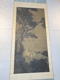 In the manner of Li Gonglin 李公麟 (1049-1106): 'Sages and servant under the tree', ink and colour on silk