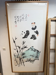 Fan Zeng 范曾 (1938): 'Panda and Boy', ink and colour on paper