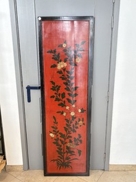 A Chinese Coromandel lacquered four-panel folding screen with mountainous landscapes, 17/18th C.