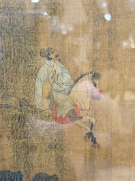 Chinese school: 'Horses', ink and colour on silk, 19th C.