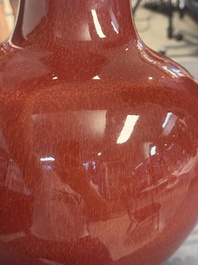 A Chinese copper-red-glazed bottle vase, 19th C.