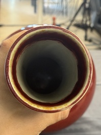 A Chinese copper-red-glazed bottle vase, 19th C.