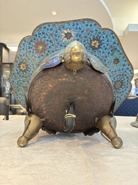 A large Chinese cloisonn&eacute; tripod censer and cover, 19th C.