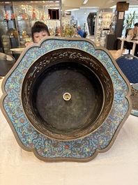 A large Chinese cloisonn&eacute; tripod censer and cover, 19th C.