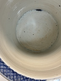 A Chinese blue and white jardini&egrave;re with floral design, Qianlong