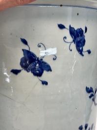 A Chinese blue and white jardini&egrave;re with floral design, Qianlong