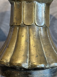 A Chinese bronze 'gu' vase with chilong, Xuande mark, late Ming/early Qing