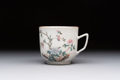 A fine Chinese famille rose cup and saucer with floral design, Daoguang mark, Republic