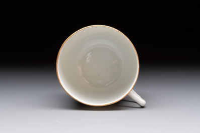 A fine Chinese famille rose cup and saucer with floral design, Daoguang mark, Republic