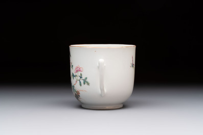 A fine Chinese famille rose cup and saucer with floral design, Daoguang mark, Republic
