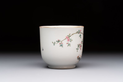 A fine Chinese famille rose cup and saucer with floral design, Daoguang mark, Republic