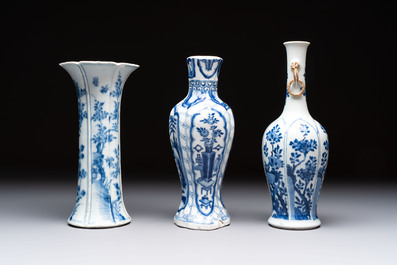 Three Chinese blue and white vases, Kangxi