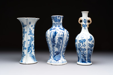 Three Chinese blue and white vases, Kangxi