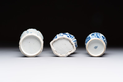 Three Chinese blue and white vases, Kangxi