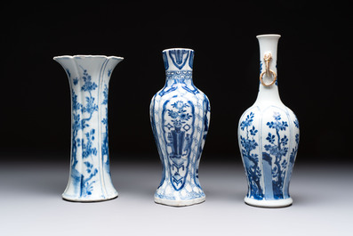 Three Chinese blue and white vases, Kangxi