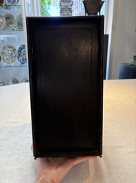 A Chinese zitan cabinet of curiosities with five-clawed dragons, 19/20th C.