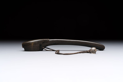 Nine various Japanese netsuke, an inro, a tsuba, a yatate, a bamboo kiseruzutsu and a covered bronze box, Edo/Meiji, 19th C.